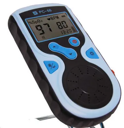 Pulse Oximeter PC66 Handheld w/3 AA Batteries, User Manual, Stand, Extenstion Cable & Adult Probe by Devon Medical  ID PC-66
